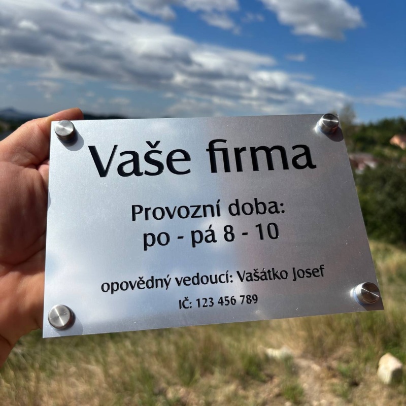 Označení firmy A5, Stříbrný lesklý hliník, samolepka