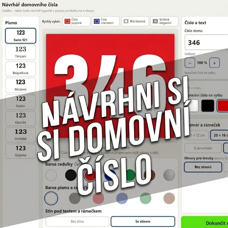 Číslo na dům – vlastní návrh s UV tiskem, 150x120 mm