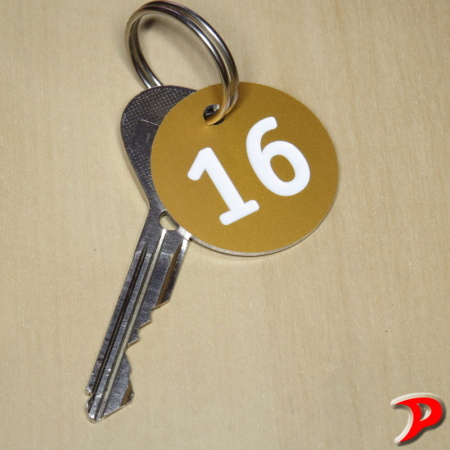 Klíčenka typ A, 35x35 mm, dural, zlatá matná