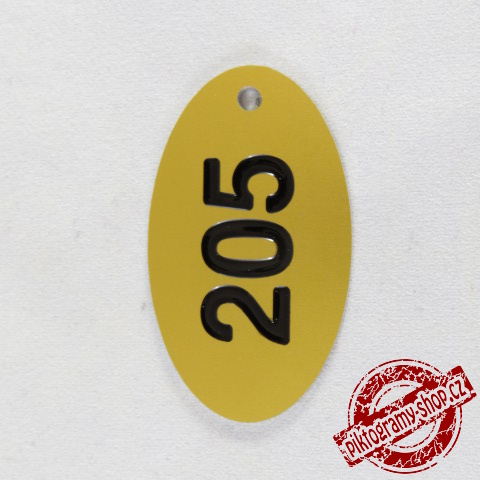 Klíčenka typ W, 30x50 mm, text na šíři, dural, zlatá matná