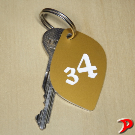 Klíčenka typ G, 37x55 mm, dural, zlatá matná