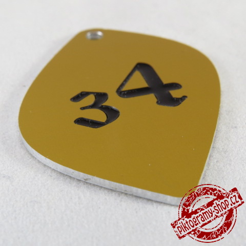 Klíčenka typ G, 37x55 mm, dural, zlatá matná