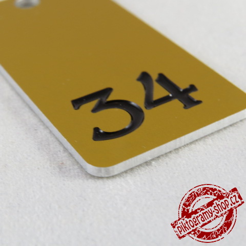 Klíčenka typ J, 25x55 mm, dural, zlatá matná