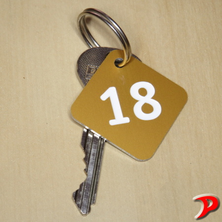 Klíčenka typ K, 45x45 mm, dural, zlatá matná