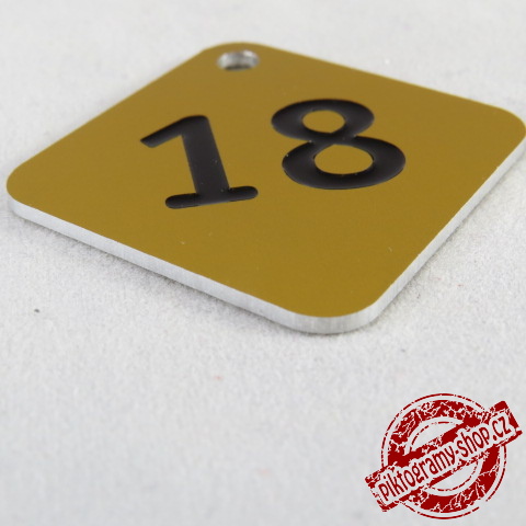 Klíčenka typ K, 45x45 mm, dural, zlatá matná