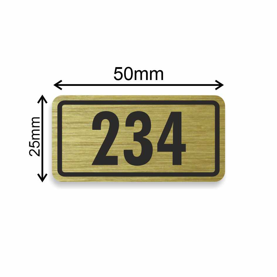 Číslo na dveře typ T – samolepka zlatá, 50x25mm