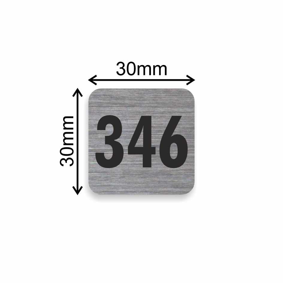 Číslo na dveře typ A – samolepka stříbrná, 35x35mm