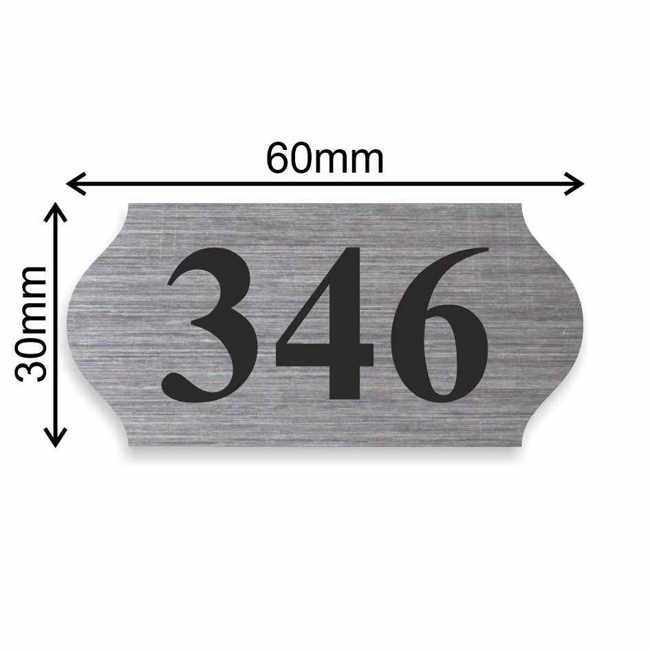 Číslo na dveře typ Q – samolepka stříbrná, 60x30mm