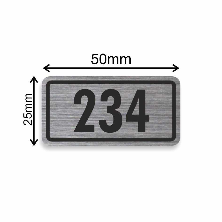 Číslo na dveře typ S – samolepka stříbrná, 50x30mm