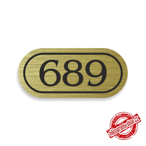 Číslo na dveře typ H – samolepka zlatá, 60x27mm