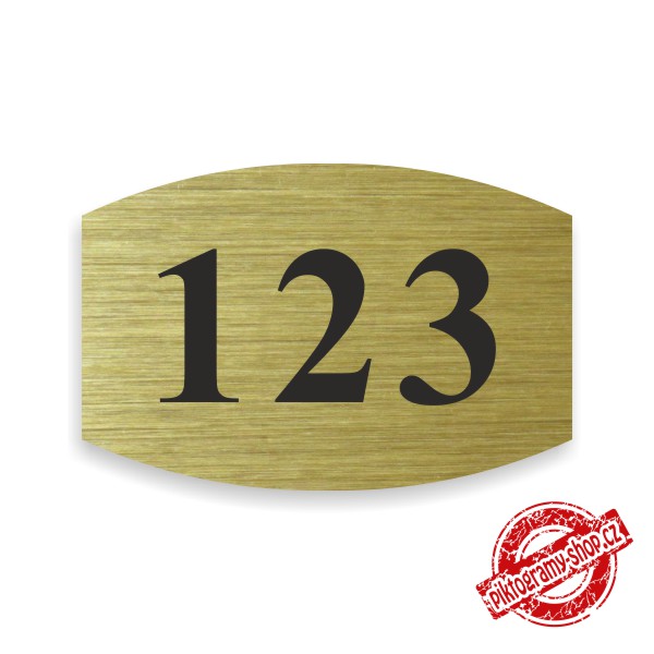 Číslo na dveře typ N – samolepka zlatá, 55x30mm