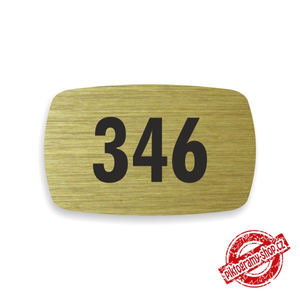 Číslo na dveře typ R – samolepka zlatá, 56x35mm