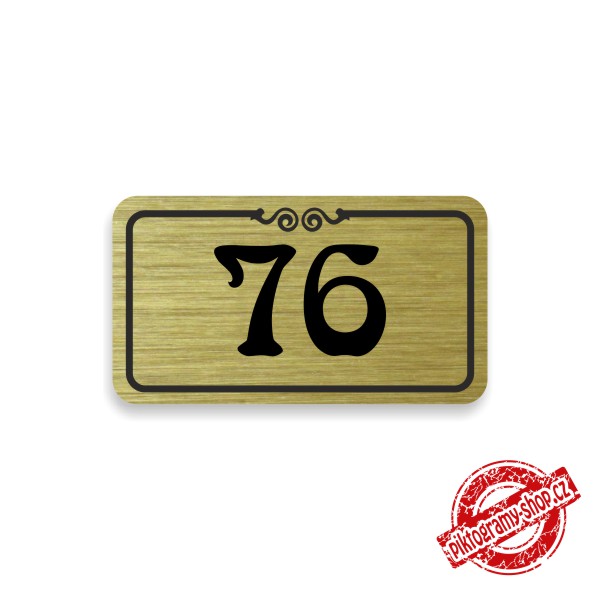 Číslo na dveře typ T – samolepka zlatá, 50x25mm