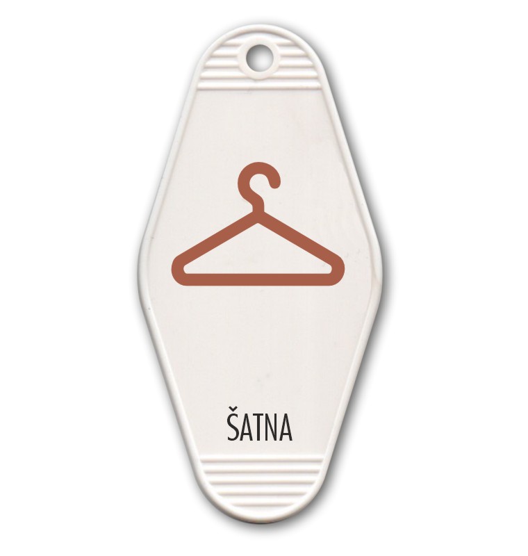 Plastová klíčenka s potiskem – Šatna