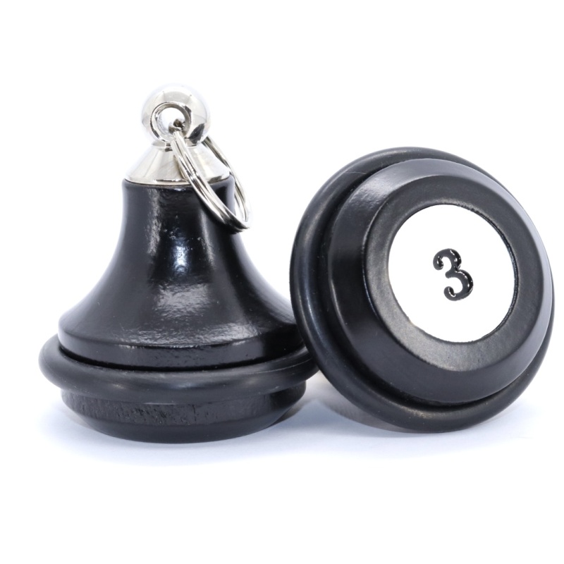 Dřevěná hotelová klíčenka, zvonek, černá + číslo zdarma