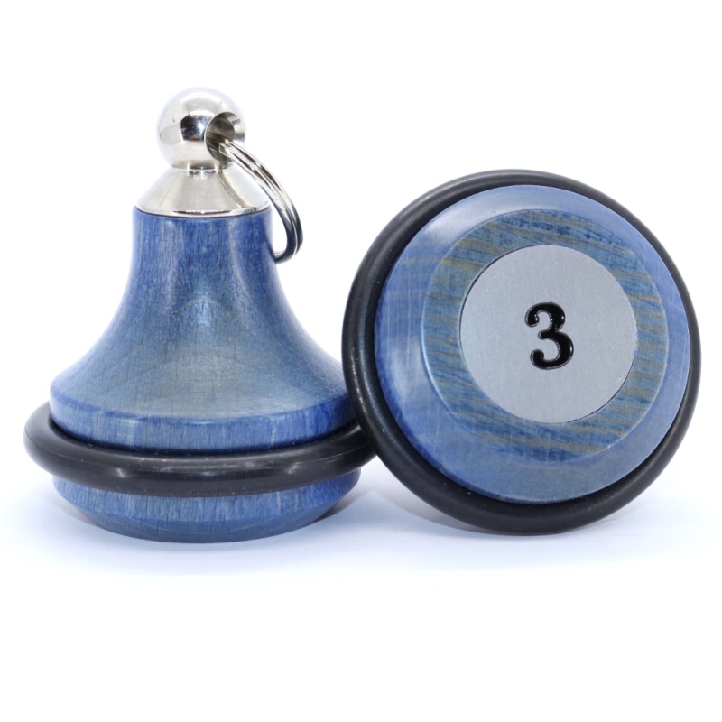 Dřevěná hotelová klíčenka, zvonek, modrá + číslo zdarma