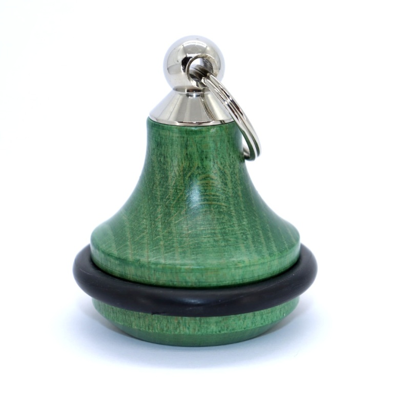 Dřevěná hotelová klíčenka, zvonek, zelená + číslo zdarma
