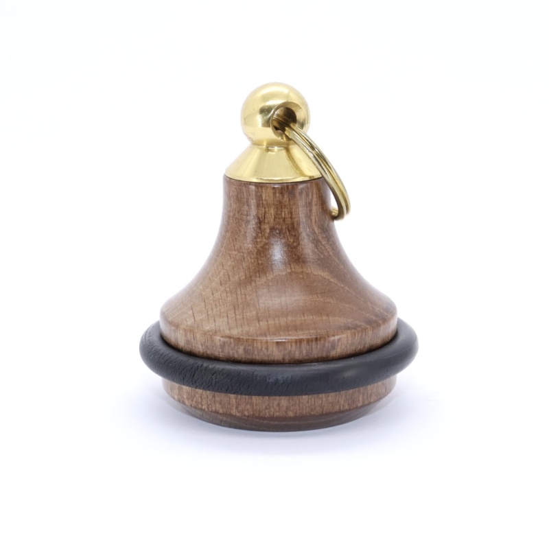 Dřevěná hotelová klíčenka, zvonek, tm. hnědá + číslo zdarma