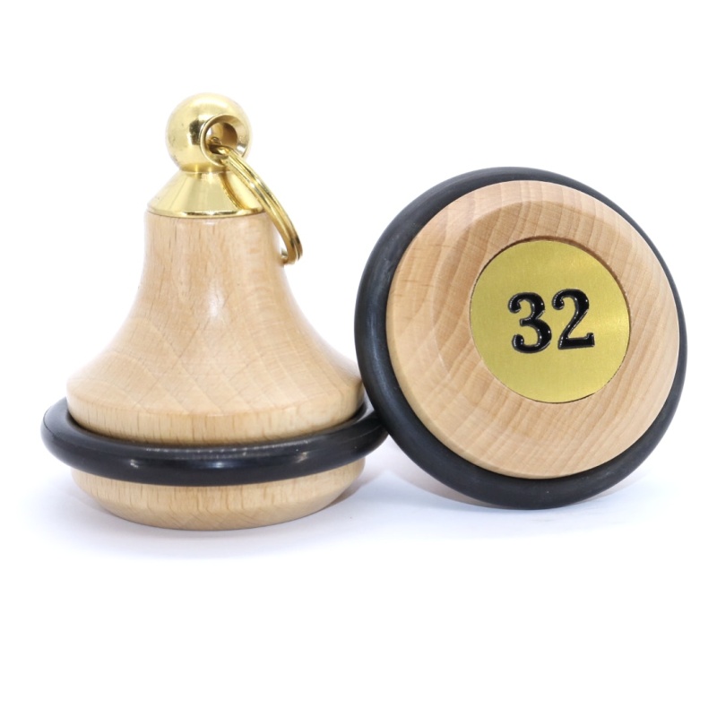 Dřevěná hotelová klíčenka, zvonek, přírodní + číslo zdarma