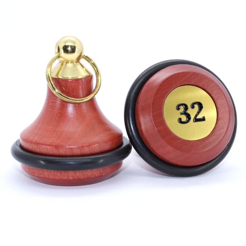 Dřevěná hotelová klíčenka, zvonek, červená + číslo zdarma