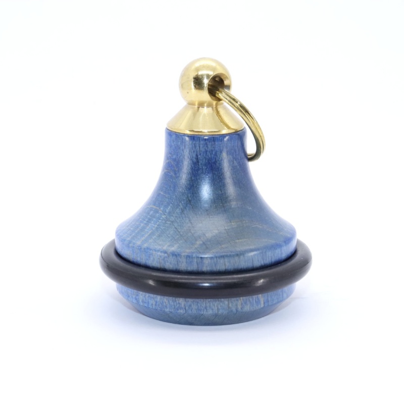 Dřevěná hotelová klíčenka, zvonek, modrá + číslo zdarma