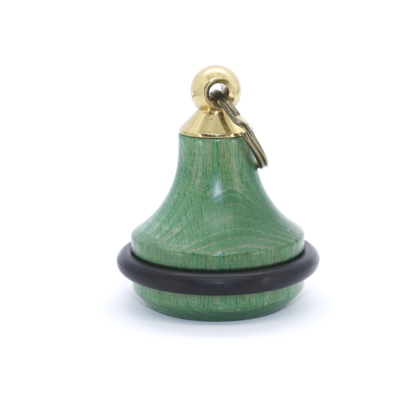 Dřevěná hotelová klíčenka, zvonek, zelená + číslo zdarma