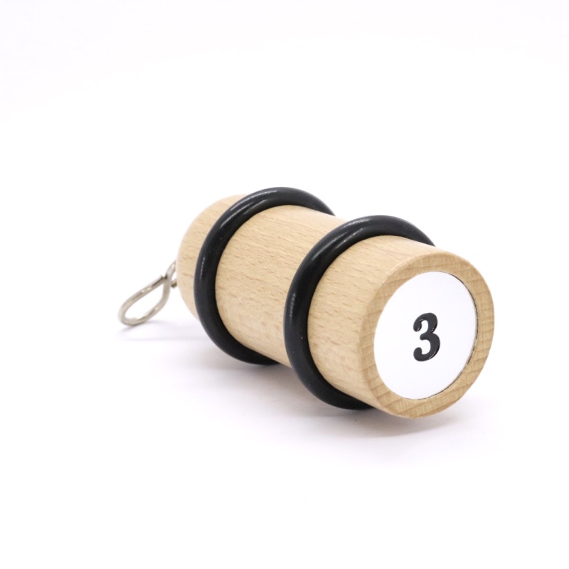 Dřevěná hotelová klíčenka, válec, přírodní + číslo zdarma