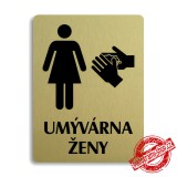 Piktogram Umývárna ženy, stříbrný 100x133mm Oregon