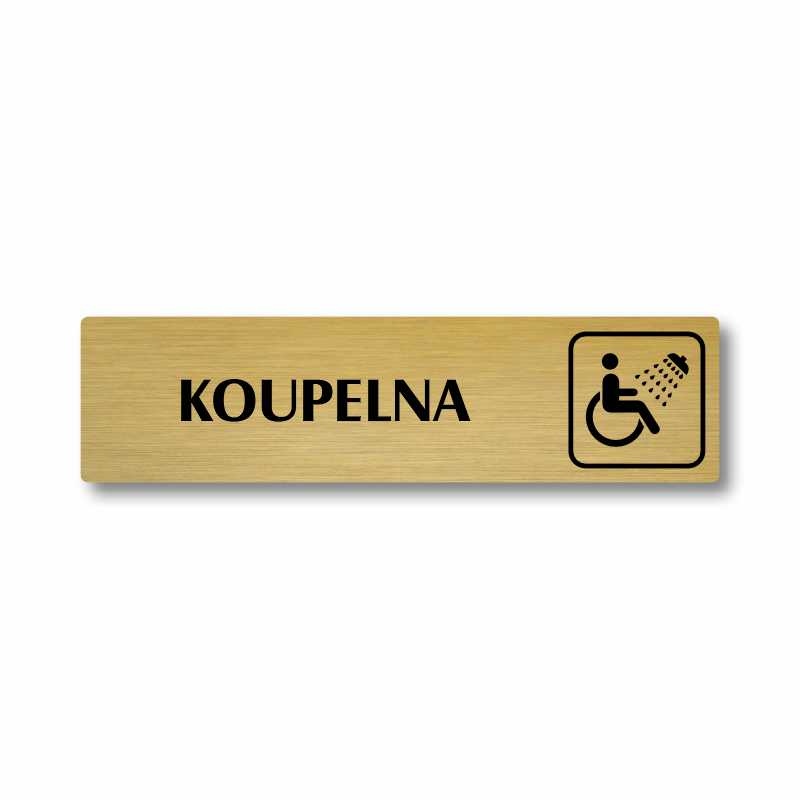 Koupelna, stříbrná cedulka, 180x45mm