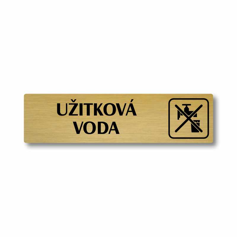 Užitková voda, stříbrná cedulka, 180x45mm