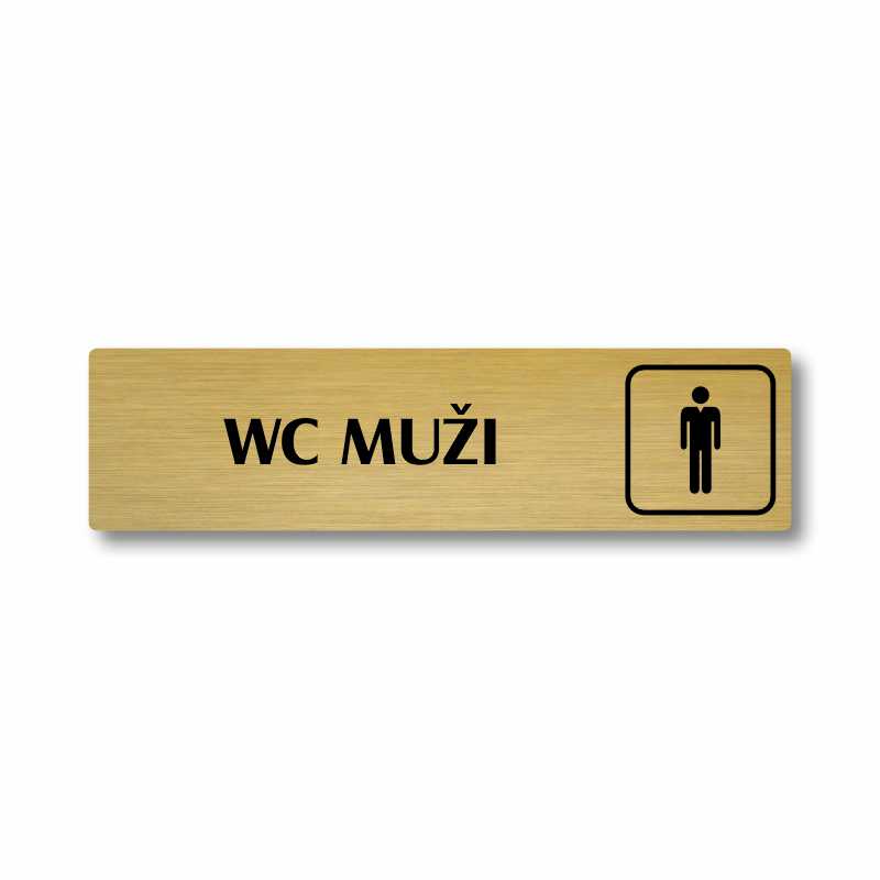 WC muži, stříbrná cedulka, 180x45mm
