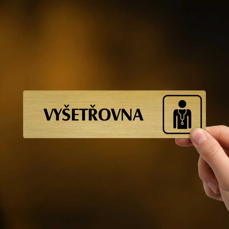 Vyšetřovna, stříbrná cedulka, 180x45mm