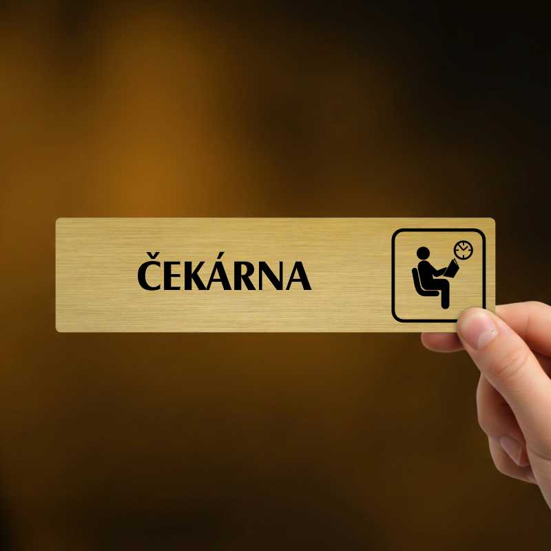 Čekárna, stříbrná cedulka, 180x45mm