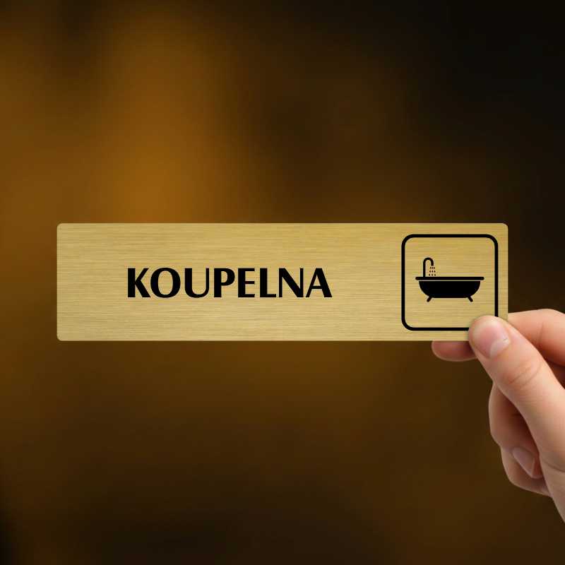 Koupelna, stříbrná cedulka, 180x45mm