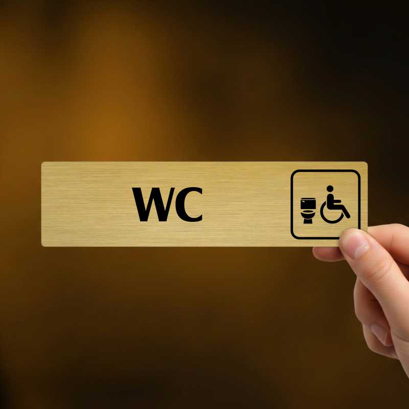 WC invalida uni, stříbrná cedulka, 180x45mm