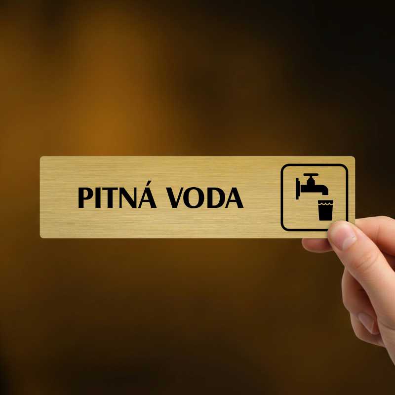 Pitná voda, stříbrná cedulka, 180x45mm