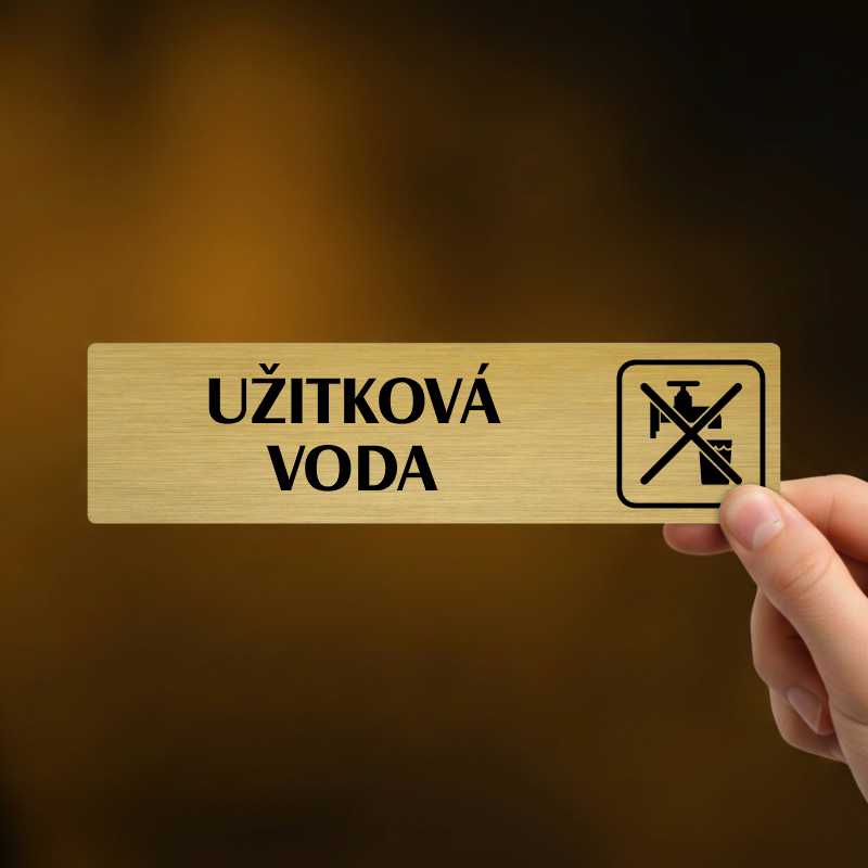Užitková voda, stříbrná cedulka, 180x45mm