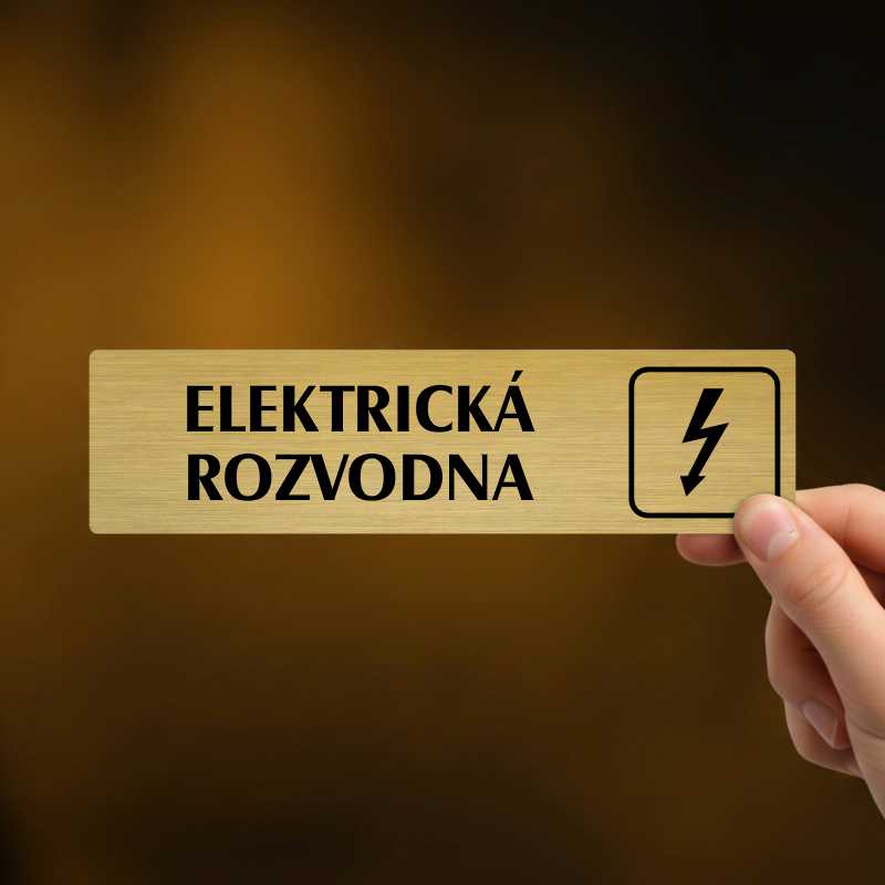 Elektrická rozvodna, stříbrná cedulka, 180x45mm