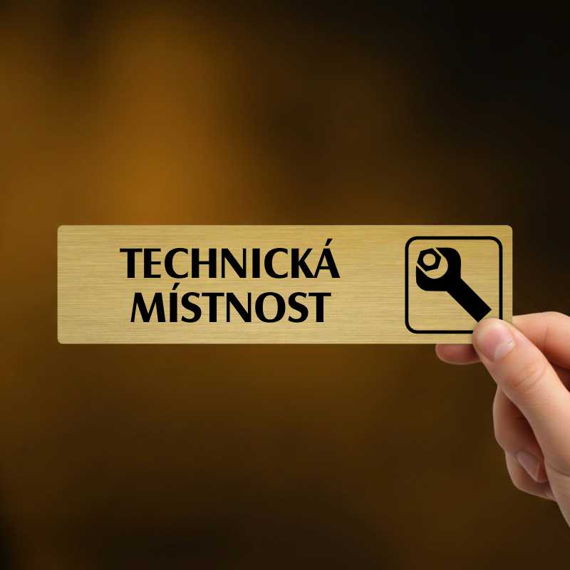 Technická místnost, stříbrná cedulka, 180x45mm