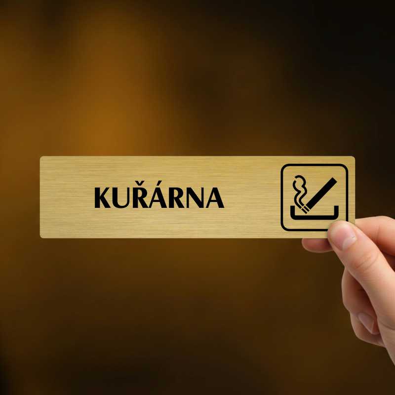 Kuřárna, stříbrná cedulka, 180x45mm