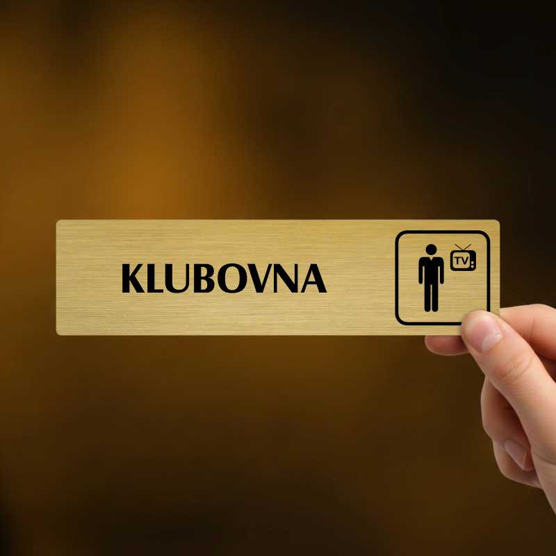Klubovna, stříbrná cedulka, 180x45mm