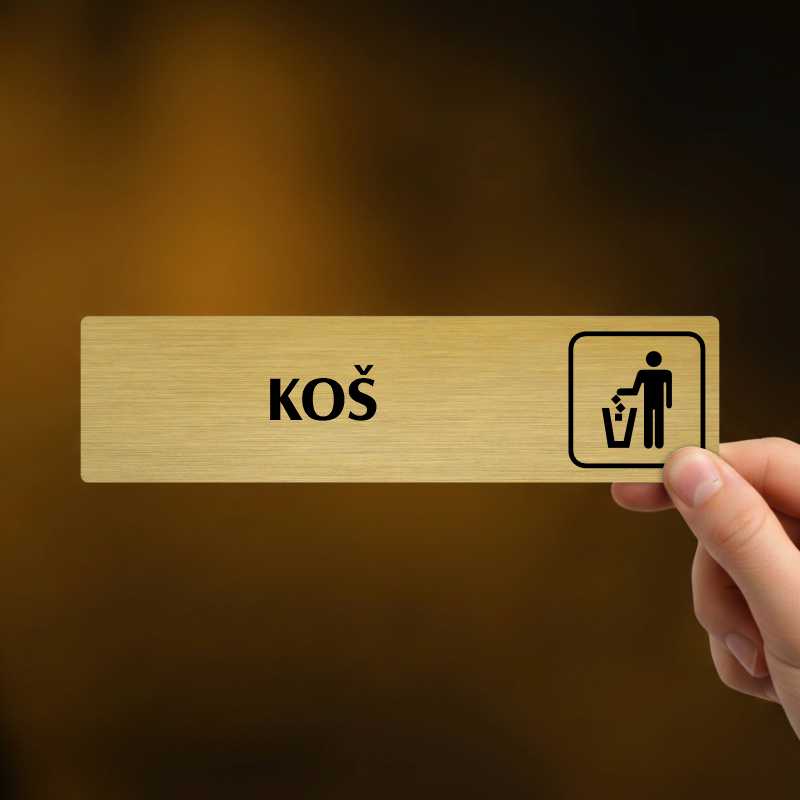 Koš, stříbrná cedulka, 180x45mm