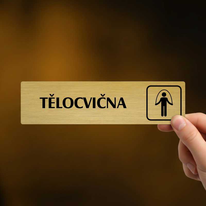 Tělocvična, stříbrná cedulka, 180x45mm