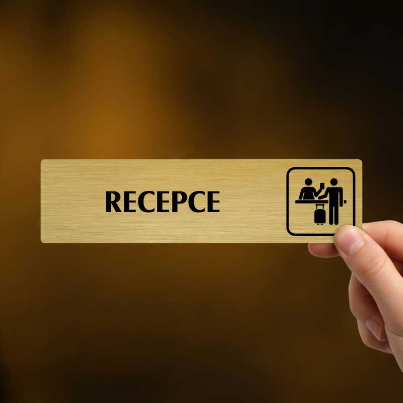 Recepce, stříbrná cedulka, 180x45mm