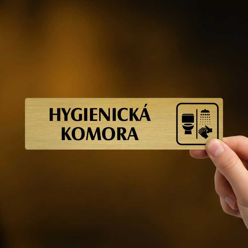 Hygienická komora, stříbrná cedulka, 180x45mm