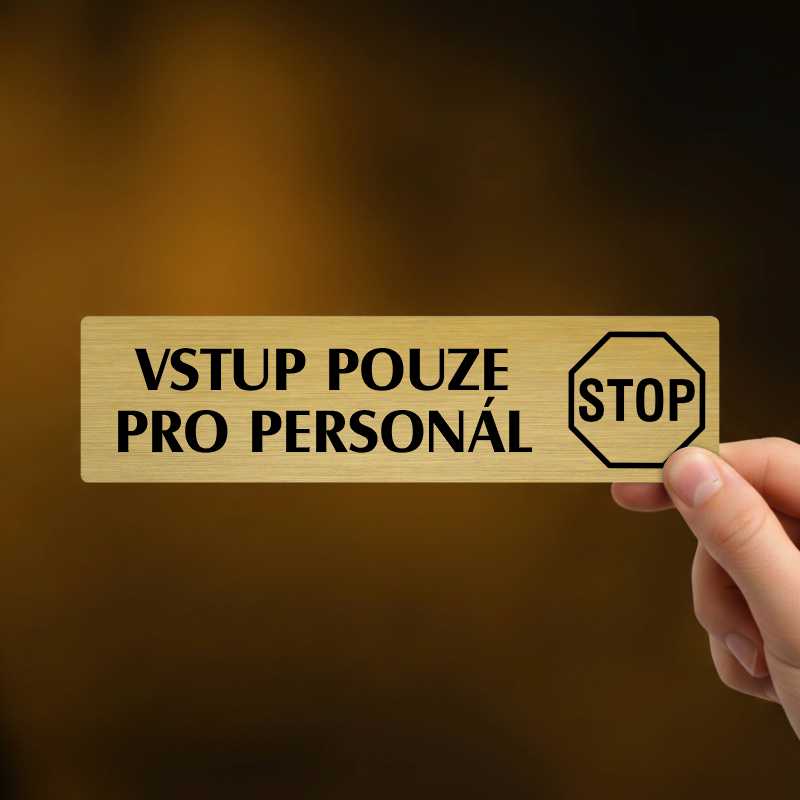 Vstup pouze pro personál, stříbrná cedulka, 180x45mm