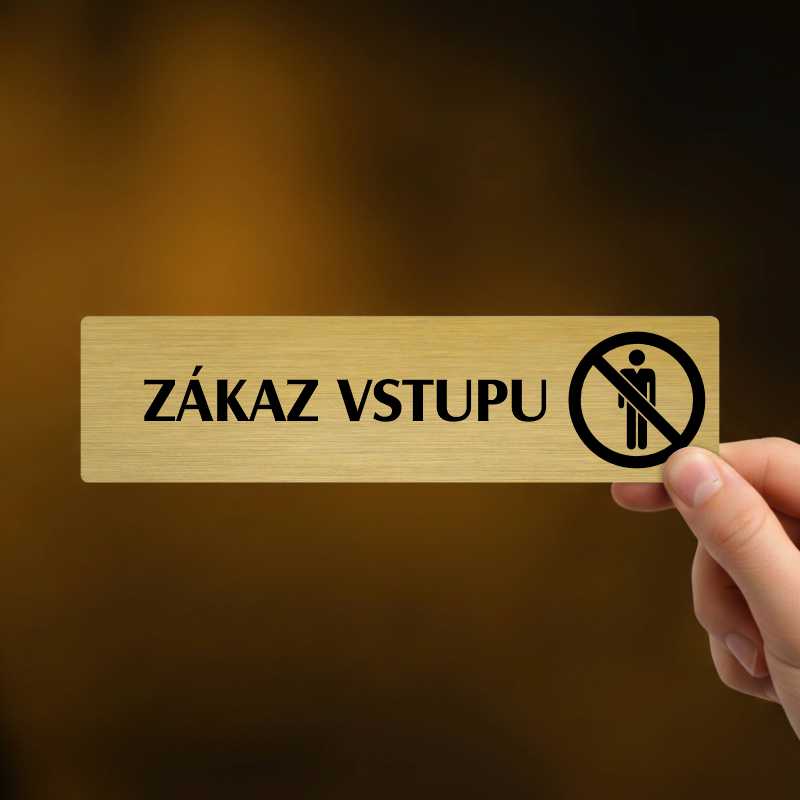 Zákaz vstupu, stříbrná cedulka, 180x45mm