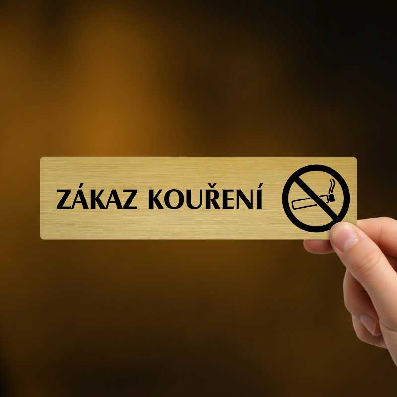 Zákaz kouření, stříbrná cedulka, 180x45mm