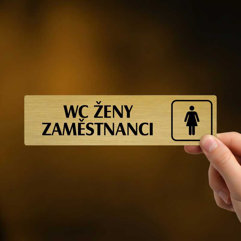 WC ženy zaměstnanci, stříbrná cedulka, 180x45mm