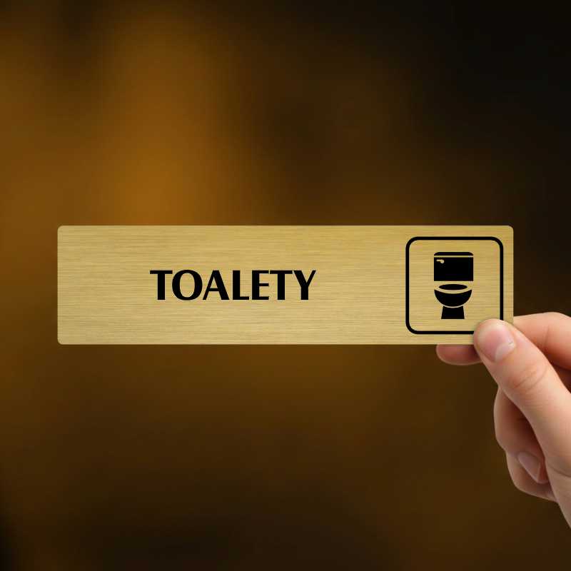 Toalety, stříbrná cedulka, 180x45mm